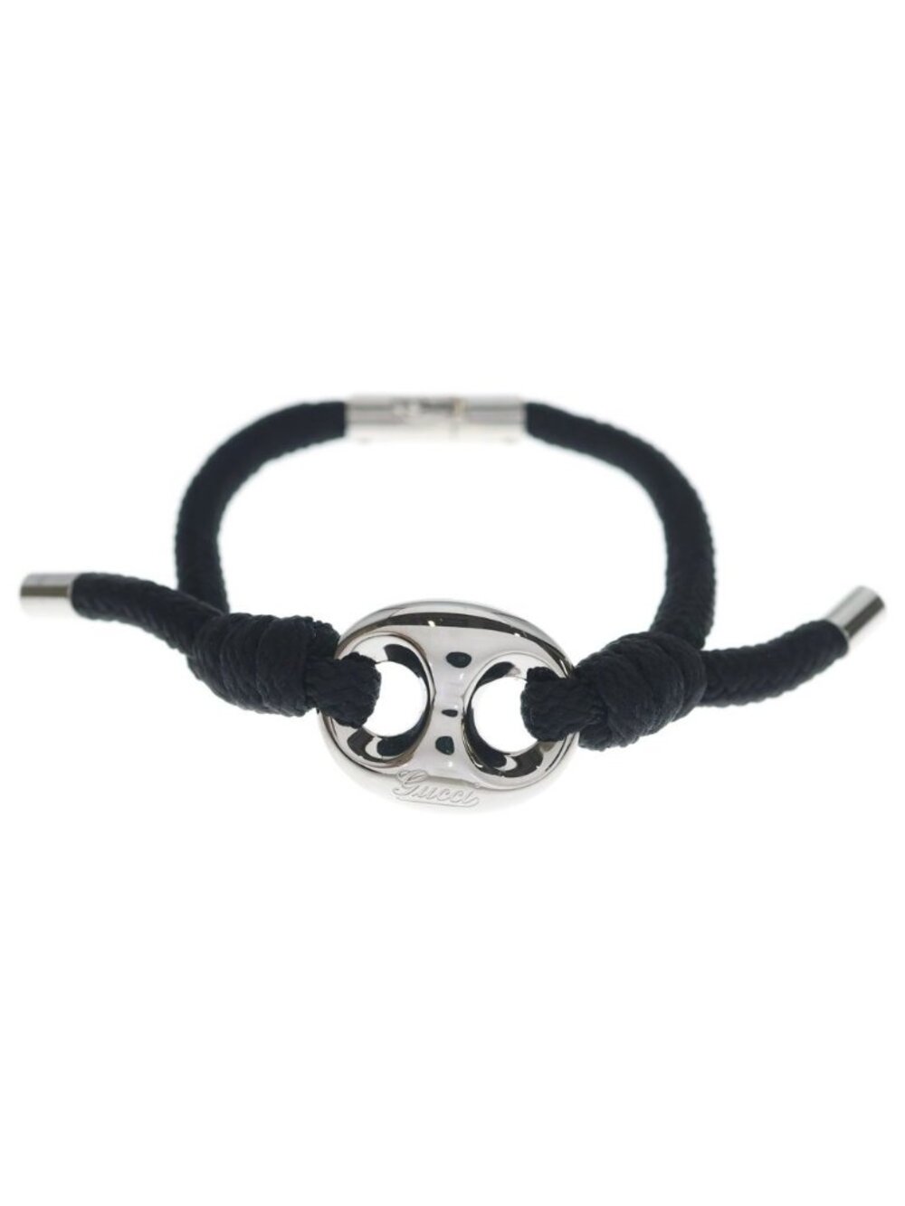 Gucci Marina Chain Fabric Bracelet Black Silver